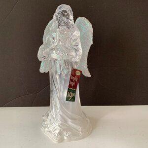 CHERISHED HOME COLLECTION ACRYLIC ANGEL STATURE WITH GLITTER WINGS WITH TAG